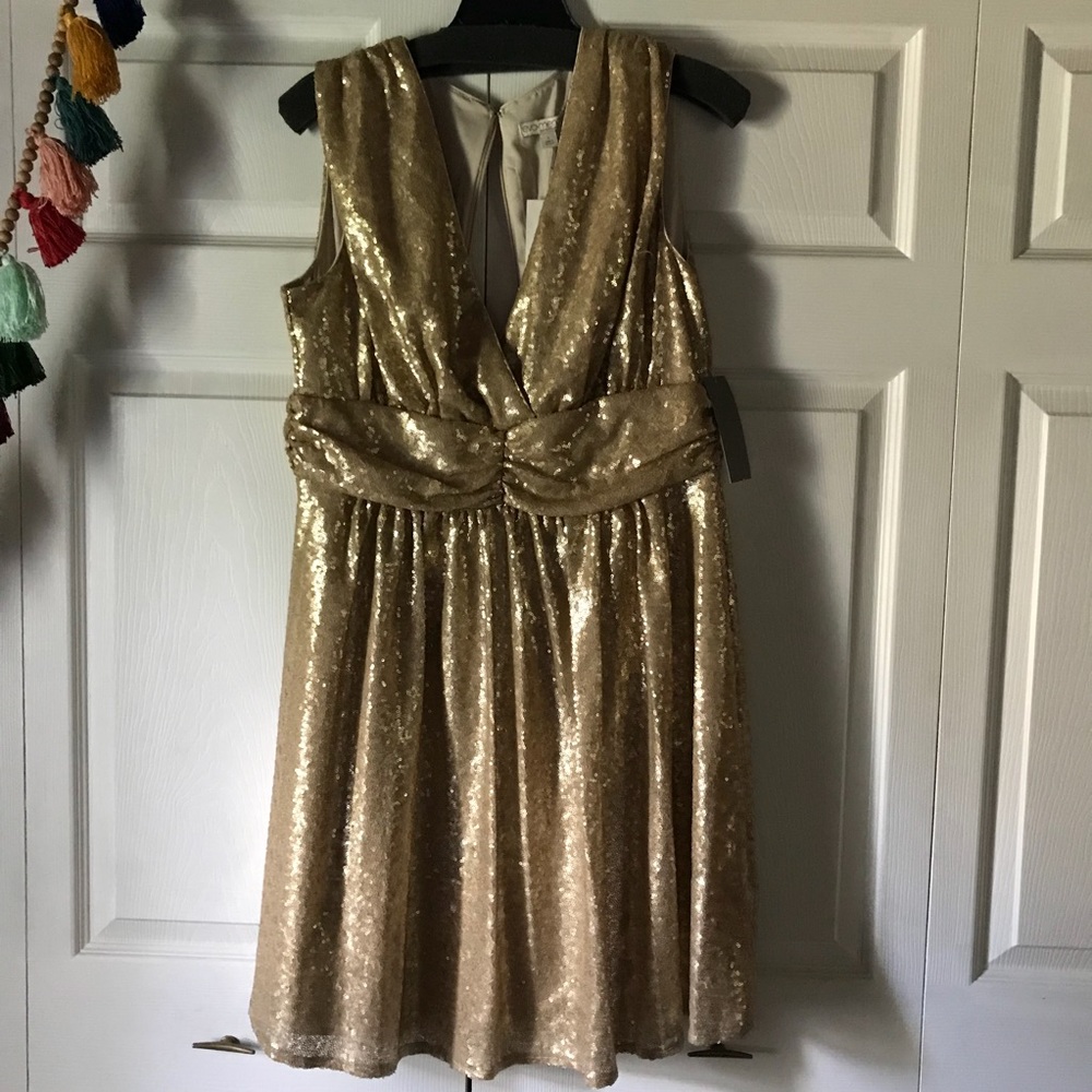 NTW Eva Mendez for NY&Co. Gold Sequin Dress